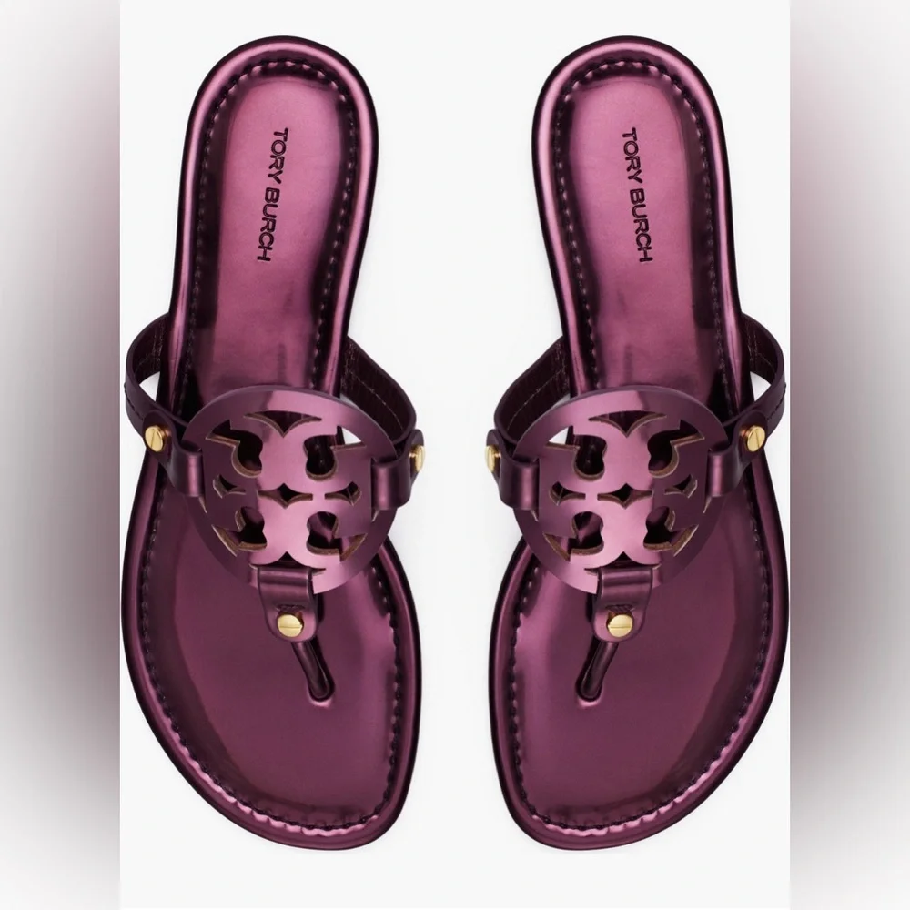 New Tory Burch miller sandals Merlot color size 6.5 - Picture 3 of 7